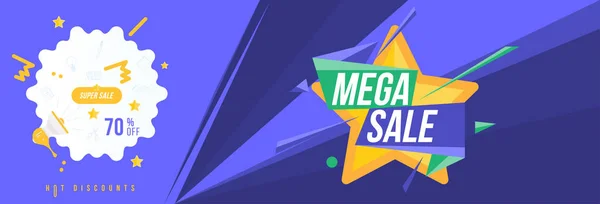 Super Sale Rabatt Horizontale Banner Vorlage Für Design Werbung Und — Stockvektor