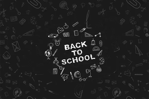Πίσω Στο Σχολείο Σύνολο Εικονιδίων Σκετσάκι Μαύρο Πίνακα Κιμωλίας Για — Διανυσματικό Αρχείο