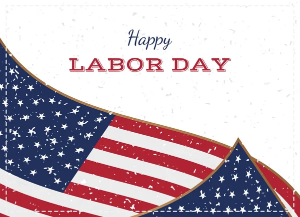 Happy Labor Day. Holiday greeting card with United States national flag. Flat vector illustration EPS10.