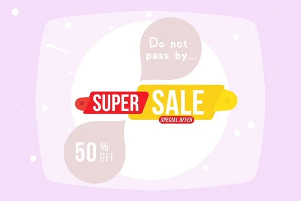 Super Sale Oferecem Banner Desconto Preço Oferta Desconto Etiqueta Amarela — Vetor de Stock