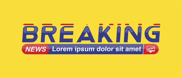 Breaking News Tytuł Szablonu Żółtym Tle Ekranu Channel Ilustracja Wektorowa — Wektor stockowy