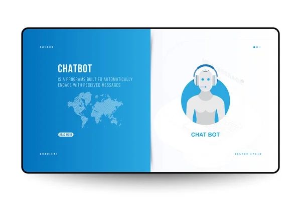 Modelo Design Landing Page Para Web Site Com Icon Chatbot — Vetor de Stock