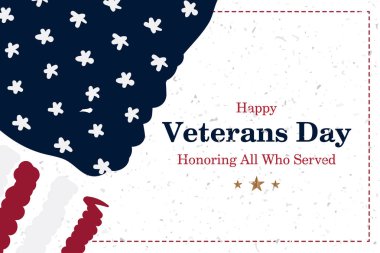 Gaziler günü. Arka plan doku ile ABD bayrağı ile tebrik kartı. Ulusal Amerikan tatil olay. Düz vektör çizim Eps10.