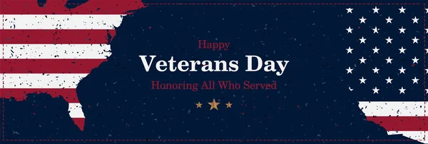 Veterans Day. Greeting card with USA flag on background with texture. National American holiday event. Flat vector illustration EPS10.