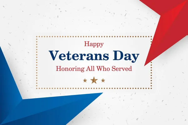 Veterans Day. Greeting card with font inscription on a starry background. National American holiday event. Flat vector illustration EPS10.