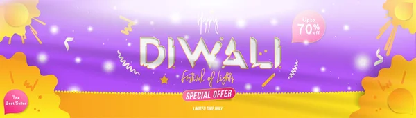 Banner Diwali Festival Lights Special Offer Sale Creative Template Decoration — Stock Vector