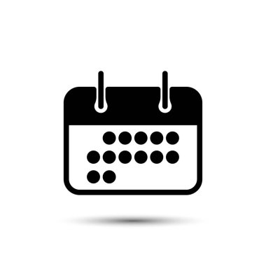 Takvim simgesini Isolated gölge beyaz zemin üzerine. Sanat Web simgesi. Düz vektör çizim Eps10.