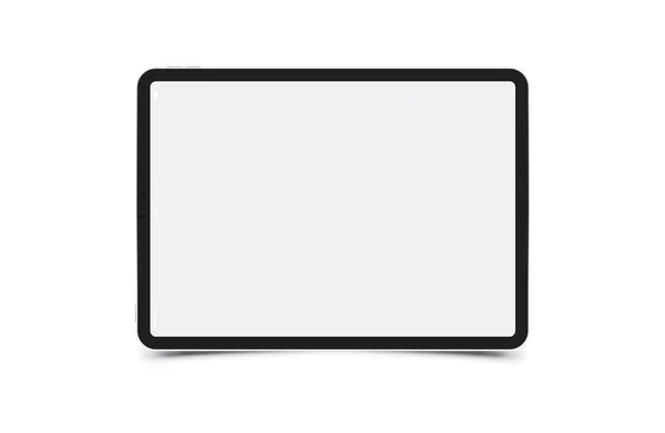 Mock Realistisch Zwart Tablet Een Witte Achtergrond Platte Vectorillustratie Eps — Stockvector