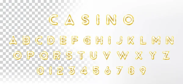 Oorspronkelijke Goud Lichtend Lettertype Gouden Alfabet Met Letters Cijfers Voor — Stockvector