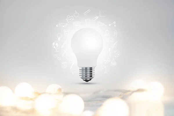 Concept Topic Ideas Education Realistic Light Bulb Garlands Set Doodle — Stock Photo, Image