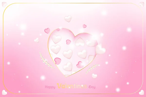Walentynki Życzeniami Szablonu Celebracja Koncepcja Różowe Serca Efekty Świetlne Tle — Wektor stockowy