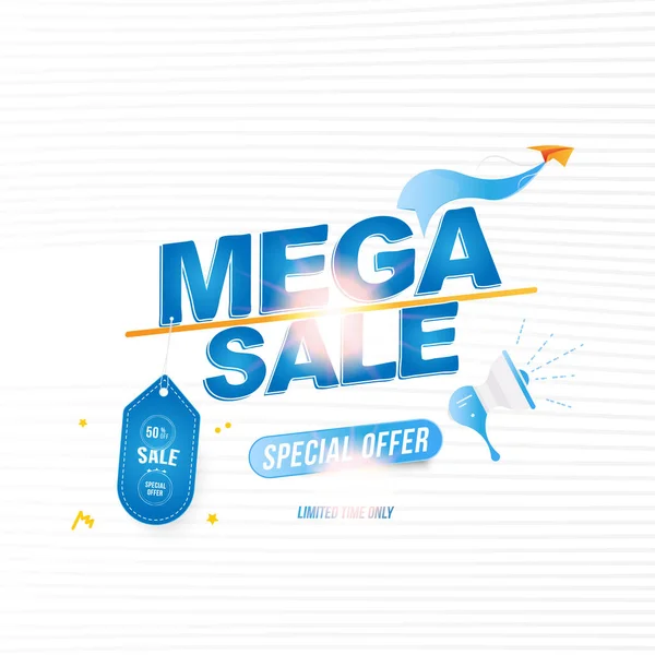 Mega Sale Design Modelo Banner Com Efeitos Luz Alto Falante —  Vetores de Stock