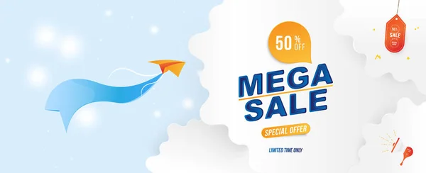 Bannière Pour Page Web Offre Spéciale Mega Sale Avion Avec — Image vectorielle