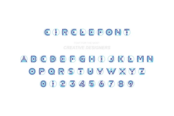 Cirkel oorspronkelijke lettertype in blauwe kleur voor creatieve ontwerpsjabloon. Platte illustratie Eps10 — Stockvector