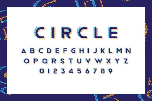 Origineel lettertype in blauwe en oranje kleuren. Set van letters en cijfers creatieve ontwerpsjabloon. Platte illustratie Eps10 — Stockvector