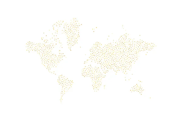 Carte du monde abstraite avec étoiles dorées. Illustration vectorielle plate EPS 10 — Image vectorielle