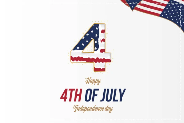 Celebre Feliz 4 de julho - Dia da Independência. Cartão de saudação com bandeira dos EUA. Feriado nacional americano. Ilustração vetorial plana EPS10 —  Vetores de Stock