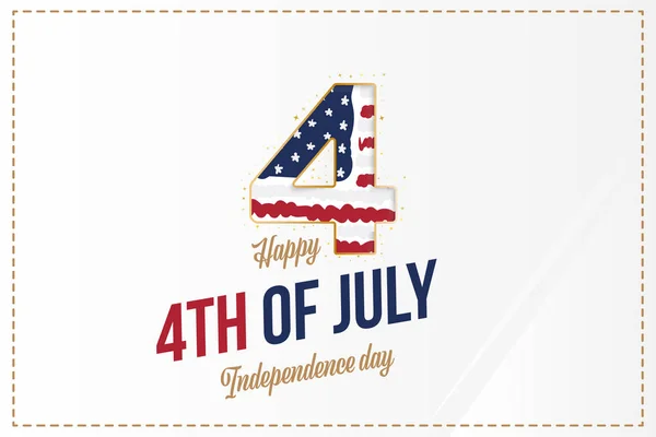 Celebre Feliz 4 de julho - Dia da Independência. Cartão de saudação com bandeira dos EUA. Feriado nacional americano. Ilustração vetorial plana EPS10 —  Vetores de Stock