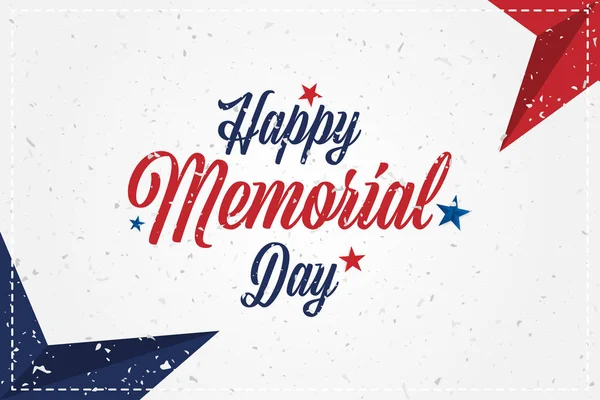 Happy Memorial Day. Greeting card with original font and stars. Template for American holidays with texture. Flat illustration EPS10