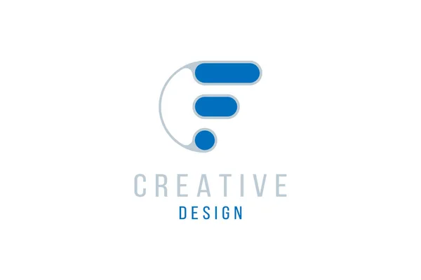 Oorspronkelijke Letter F in blauwe kleur voor logo. Vector teken logo ontwerpsjabloon. Vlakke afbeelding Eps10 — Stockvector