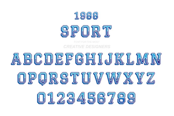 Sport eredeti retro 3D-s félkövér betűtípus ábécé betűk és számok kreatív design sablon logó. EPS lapos illusztráció10 — Stock Vector