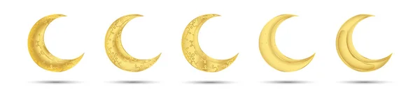 Set of golden moons for muslim feast of the holy month of Ramadan Kareem. and other Muslim holidays. — Stock Vector