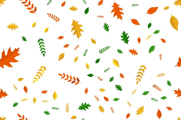 Seamless pattern with autumn foliage on a white background. Flat vector illustration EPS10. — Stock Vector
