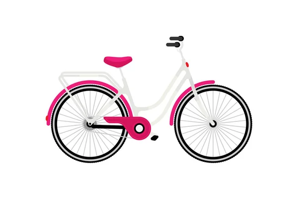 Mujer City Bicicleta de estilo vintage. Transporte ecológico para actividades al aire libre. Ilustración plana EPS10 . — Vector de stock