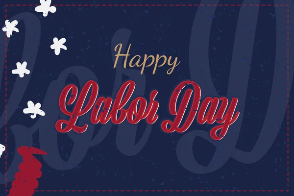 Happy Labor Day holiday banner with United States national flag and original lettering text.
