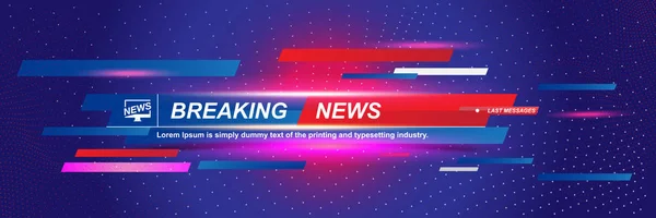 Ekran Tv kanalı için teknoloji arka plan üzerinde gölge ve ışık efektleri ile Breaking News şablon başlığı. Düz vektör illüstrasyon Eps10