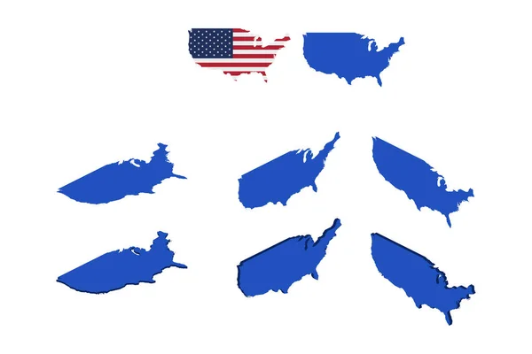 Mappa e bandiera USA in stile isometrico. Stati Uniti d'America Illustrazione vettoriale piatta EPS 10 — Vettoriale Stock