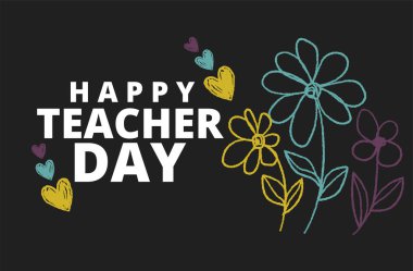 Mutlu öğretmenler günü. Tebrik kartı.