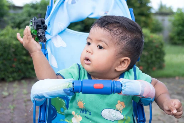 Stäng Upp Ansikte Baby Pojke — Stockfoto