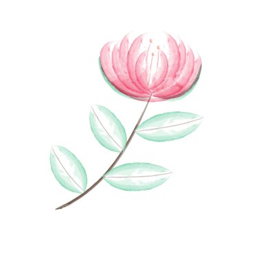 Güzel kırmızı çiçek suluboya