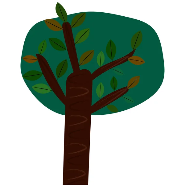 Großer Grüner Baum Mit Blättern — Stockvektor