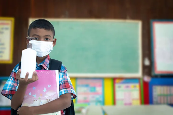 Studen Boy Revenez École Covid Coronavirus École — Photo