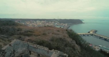 Wai-an balıkçı limanı, Penghu, Tayvan 'ın havadan çekilmiş görüntüleri. 