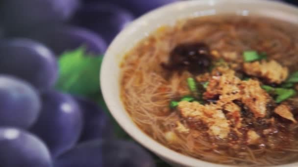 Fideos Finos Veganos Originales Taiwán Comida Sencilla Suave Para Alma — Vídeo de stock