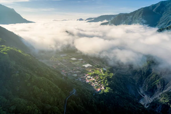 Вид Повітря Місто Піндун Між Горами Тайвань Четвертий Тайвань Ліцензійні Стокові Фото