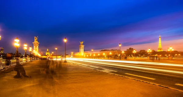 Мост Пон Александр Iii Через Реку Мбаппе Сумерках Париж Франция — стоковое фото