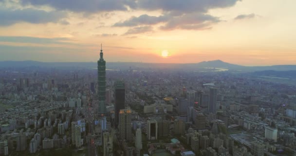 Aerial Shot Taipei Sunset Taiwan — Stock Video