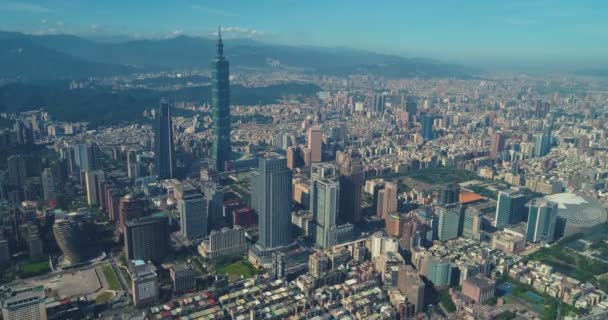 Letecký Snímek Panoráma Okrese Centra Taipei Tchaj Wan — Stock video