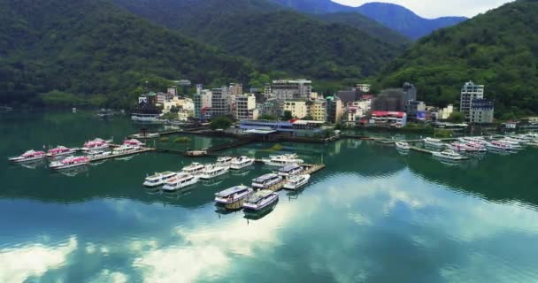 Luchtfoto Van Sun Moon Lake Taiwan — Stockvideo