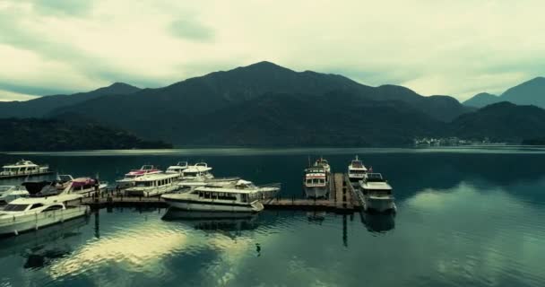 Luchtfoto Van Sun Moon Lake Taiwan — Stockvideo