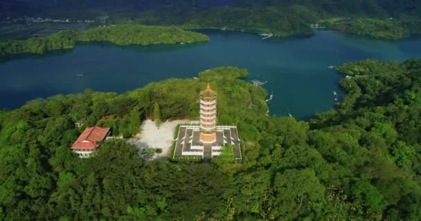 Luftaufnahme Des Sonnenmondsees Taiwan — Stockvideo