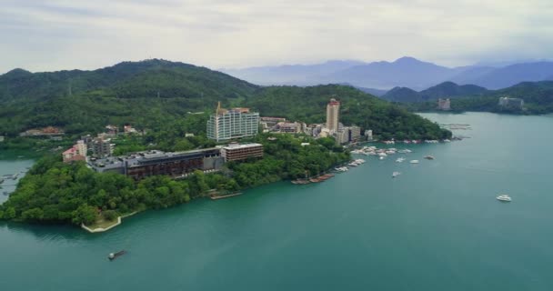 Luchtfoto Van Sun Moon Lake Taiwan — Stockvideo