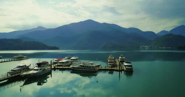 Luchtfoto Van Sun Moon Lake Taiwan — Stockvideo