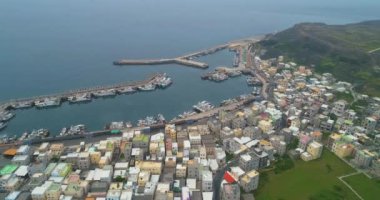 Penghu, Tayvan 'daki Wai-an balıkçılık limanının hava görüntüleri. 