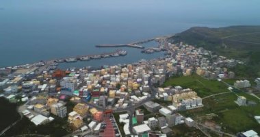 Penghu, Tayvan 'daki Wai-an balıkçılık limanının hava görüntüleri. 