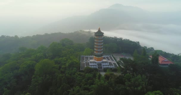 Vista Aérea Cien Pagoda Nantou Taiwan Pagode Pacien Sun Moon — Vídeo de Stock